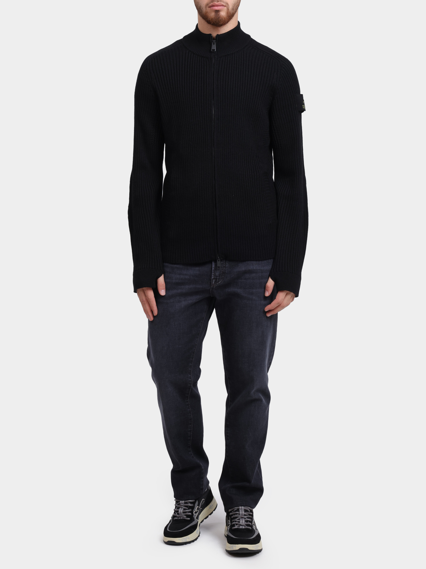 Кардиган Premiata PMG 25T черный мужской с нашивкой — купить в интернет-магазине Verdistore