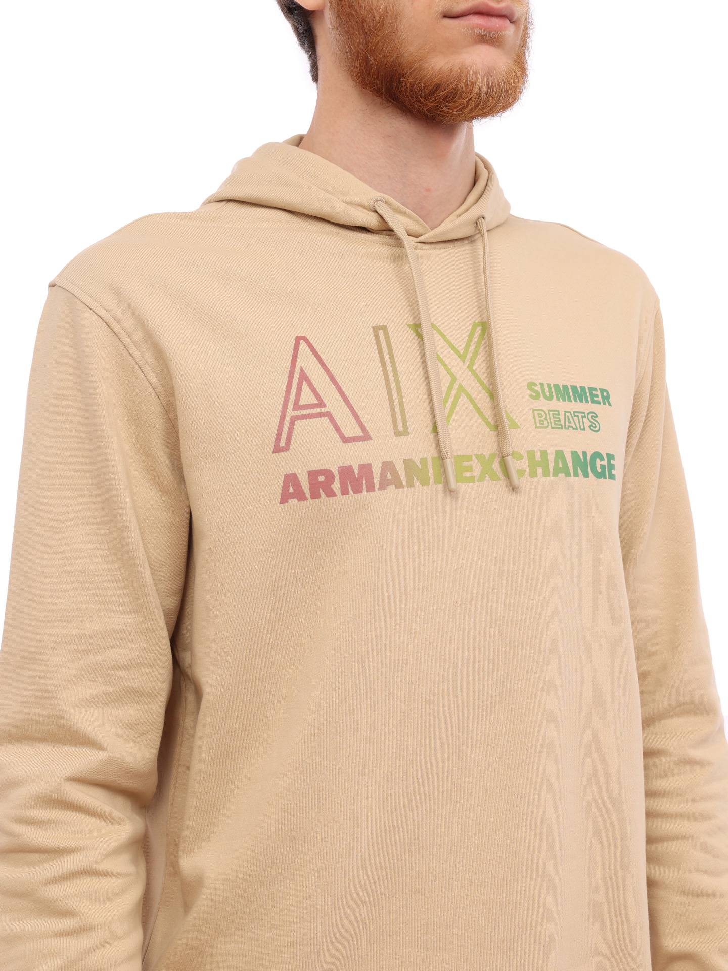 Толстовка Armani Exchange 3RZMJA ZJ7KZ 1785 бежевая мужская из хлопка — купить в интернет-магазине Verdistore