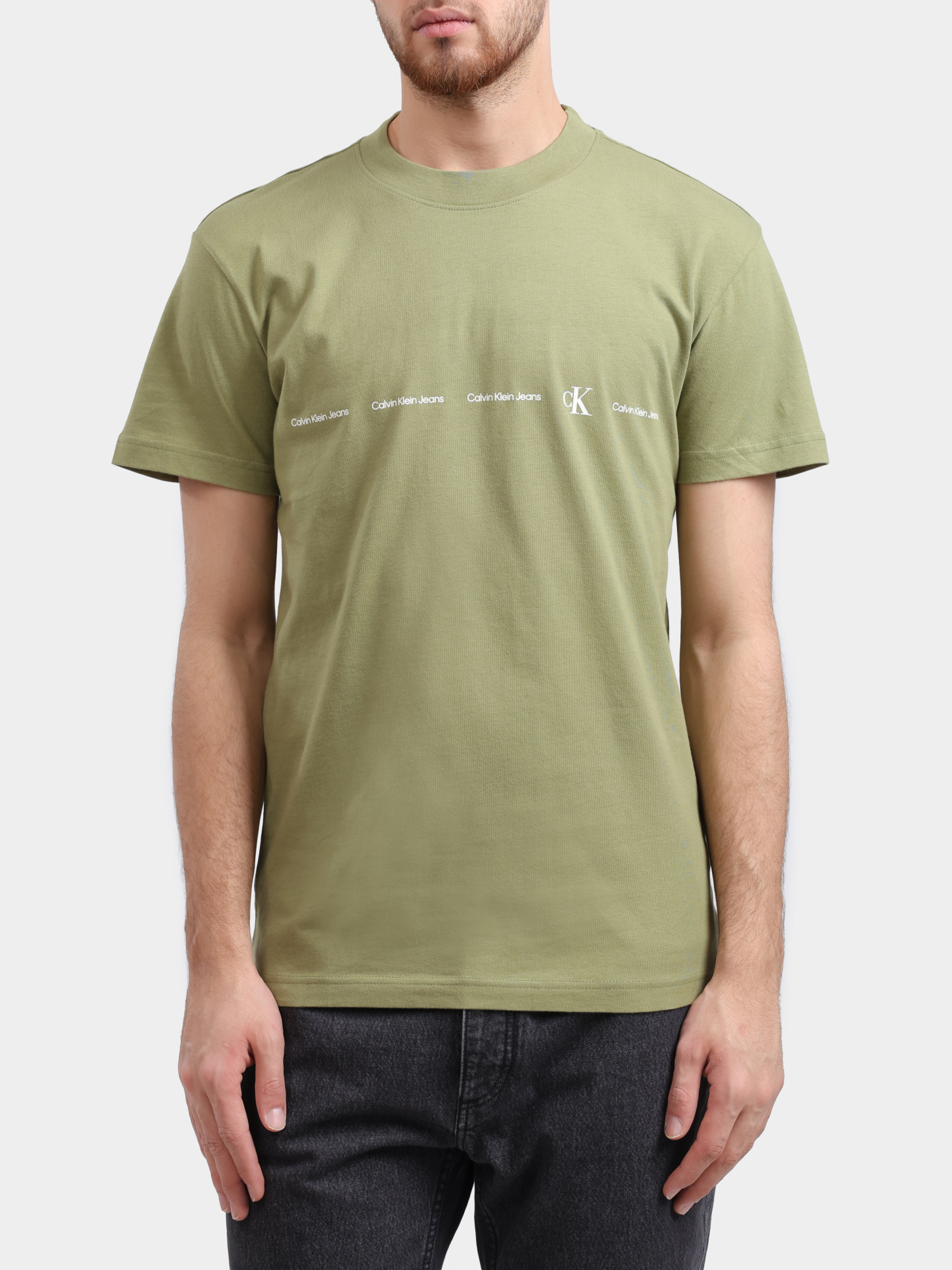 Футболка Calvin Klein Jeans J30J324668 зеленая мужская — купить в интернет-магазине Verdistore