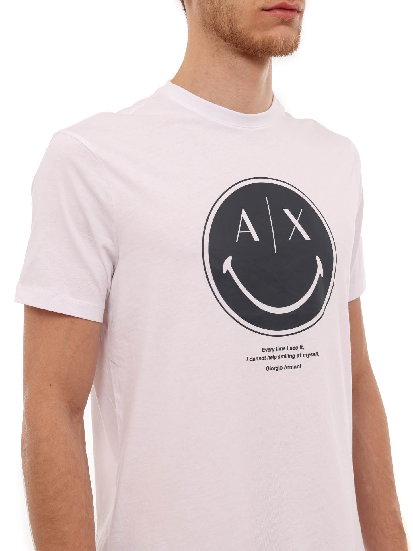 Футболка Armani Exchange 6LZTJS ZJ8EZ 51AD белая мужская с логотипом — купить в интернет-магазине Verdistore