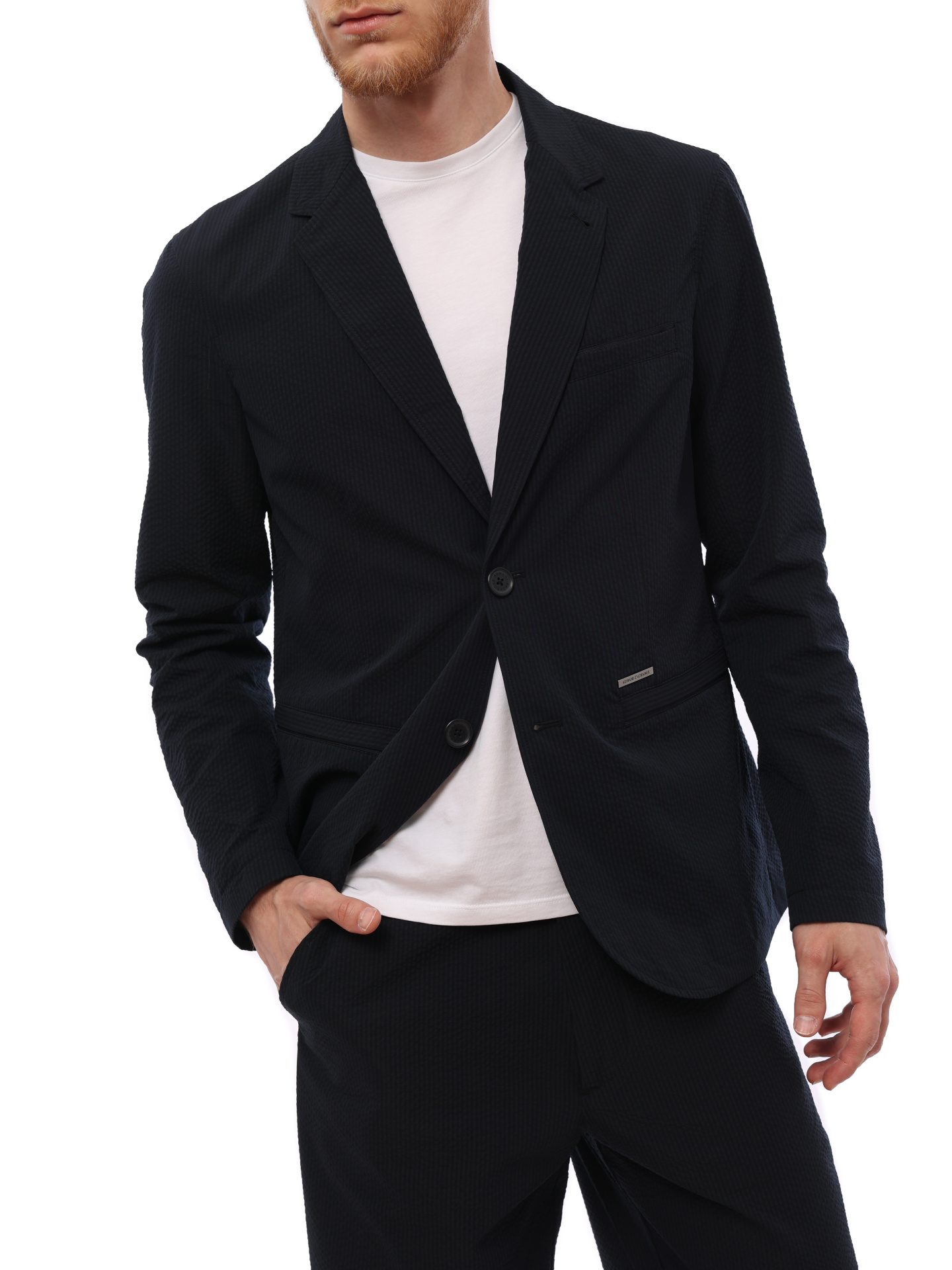 Пиджак Armani Exchange 3RZG22 ZN1AZ 1510 темно-синий мужской из текстурной ткани — купить в интернет-магазине Verdistore