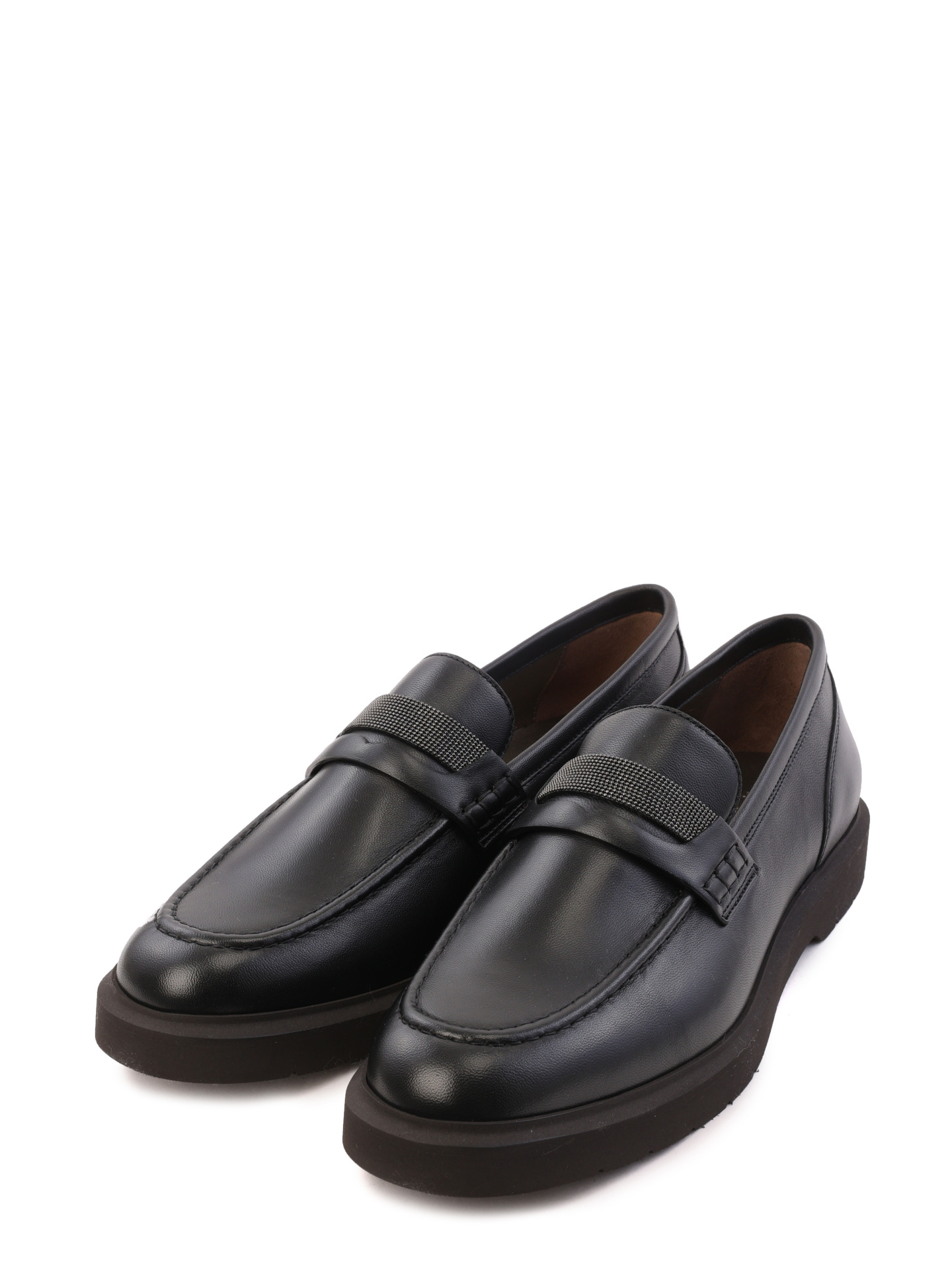 Лоферы Brunello Cucinelli MZNAGB1213 C101 черные женские из кожи — купить в интернет-магазине Verdistore