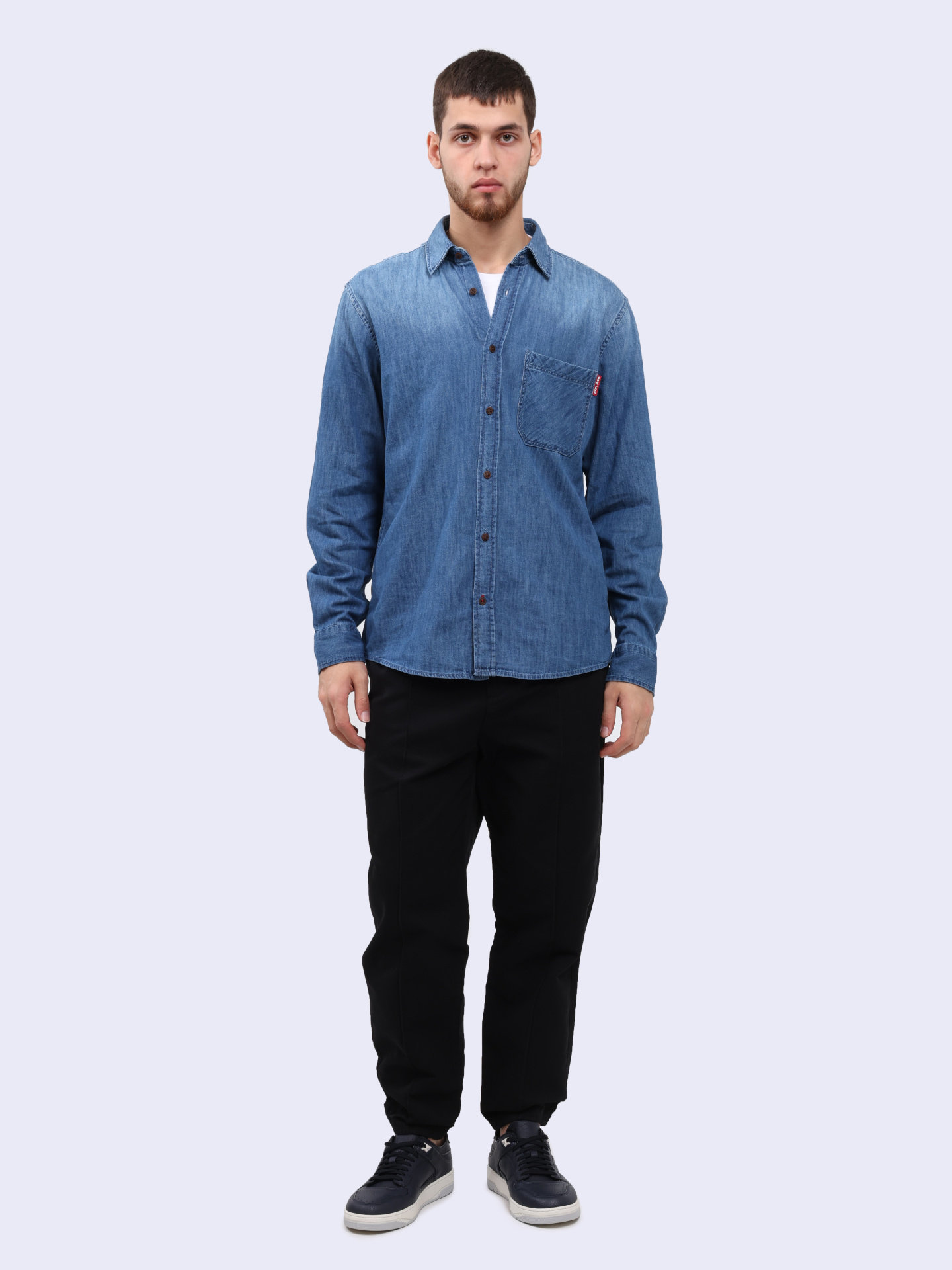 Рубашка из хлопка с отложным воротником — купить в интернет-магазине Verdistore