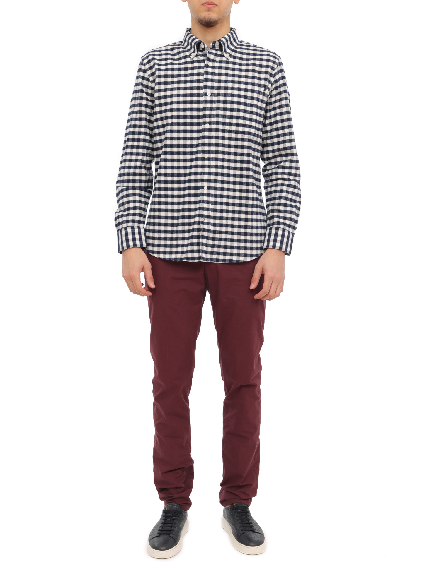 Брюки Brunello Cucinelli M017PR1050 бордовые мужские хлопковые — купить в интернет-магазине Verdistore