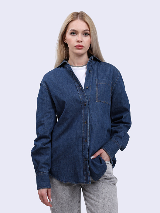 Рубашка Brunello Cucinelli MA781ML426 C8983 джинсовая женская — купить в интернет-магазине Verdistore