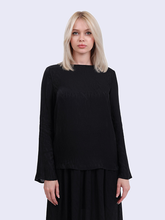 Блуза Armani Exchange XW000149 AF10842 черная женская из струящейся вискозы — купить в интернет-магазине Verdistore