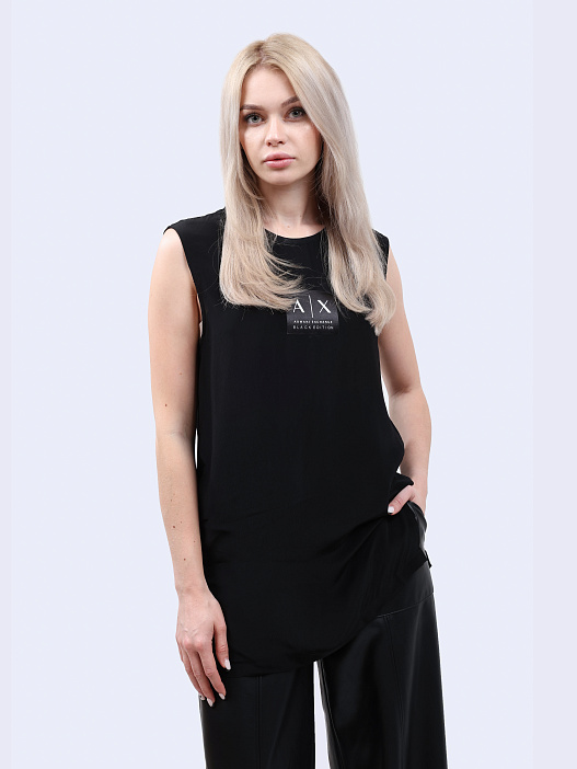 Топ Armani Exchange XW000074 AF10516 UC001 черный женский из вискозы — купить в интернет-магазине Verdistore
