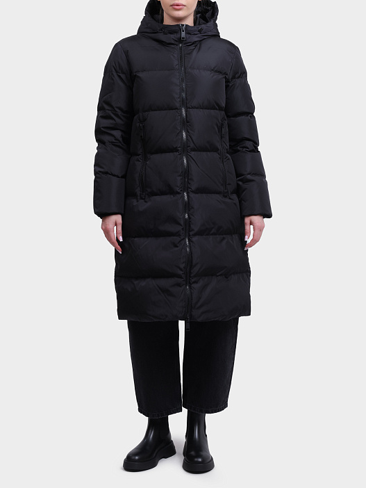 Пуховик Armani Exchange AF12286 UC001 черный женский удлиненный — купить в интернет-магазине Verdistore