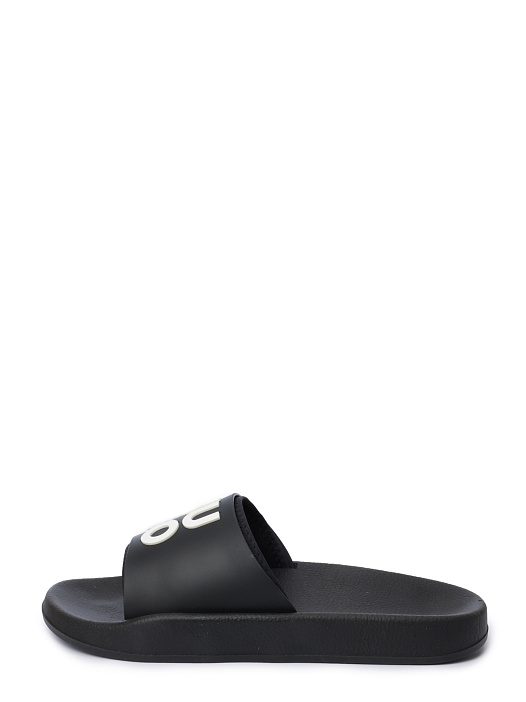 Шлепанцы массивные черные с белым логотипом на союзке — купить в интернет-магазине Verdistore