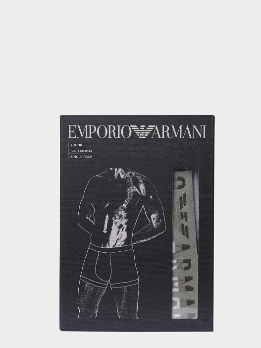 Трусы Emporio Armani EM000231 AF18894 U0002 белые мужские с логотипом на контрастном поясе — купить в интернет-магазине Verdistore