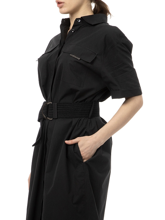 Платье Brunello Cucinelli MH127AFM24 C101 черное женское с поясом — купить в интернет-магазине Verdistore