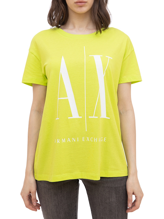 Футболка Armani Exchange 8NYTCX YJG3Z 1853 желтая женская с логотипом — купить в интернет-магазине Verdistore