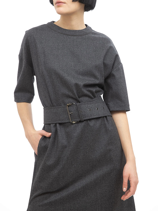 Платье Brunello Cucinelli MA150A4663 C059 темно-серое женское с поясом — купить в интернет-магазине Verdistore