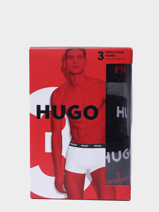 Комплект трусов 3 пары Hugo TRUNK TRIPLET DESIGN 10267989 01 50532550 961 черные мужские — купить в интернет-магазине Verdistore