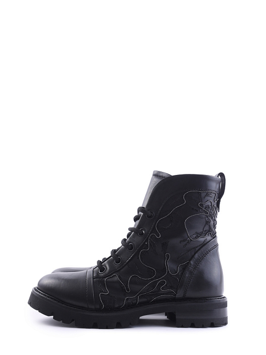 Ботинки AGL 716553 черные женские с вышивкой — купить в интернет-магазине Verdistore