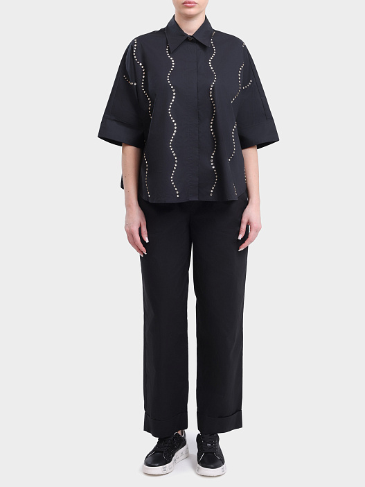 Брюки Liu-Jo BLACK LABEL CA6249 TS246 22222 черные женские прямого кроя  — купить в интернет-магазине Verdistore
