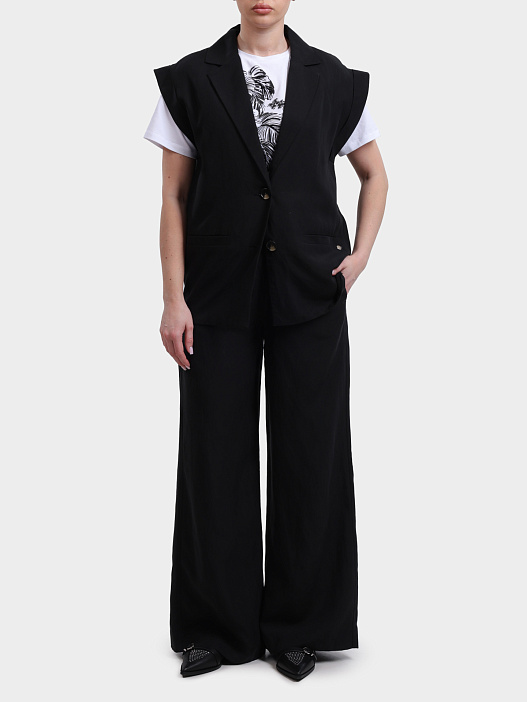 Жилет Liu-Jo WHITE LABEL WA6369 T4818 22222 черный женский с лацканами и выразительными плечами — купить в интернет-магазине Verdistore