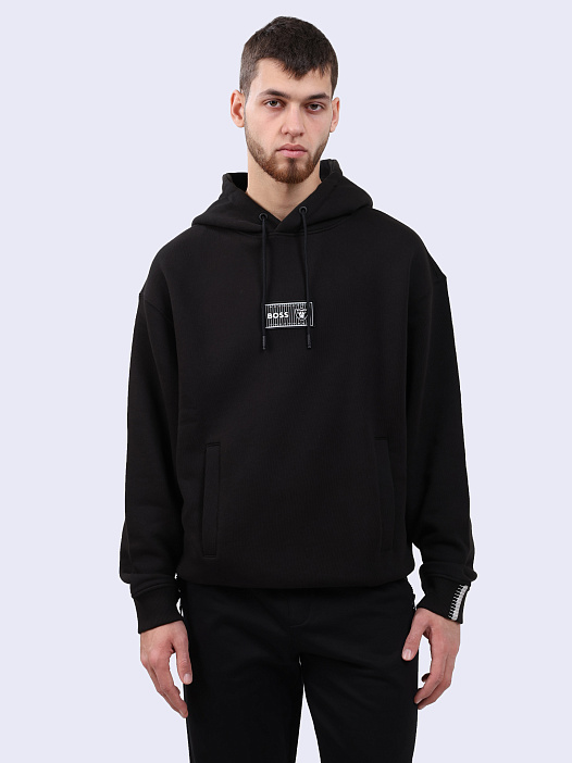 Худи Boss 50523231 004 черное мужское из хлопка — купить в интернет-магазине Verdistore