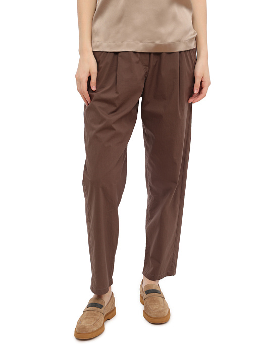 Брюки Brunello Cucinelli M0H93B1021 C8705 коричневые женские из хлопка — купить в интернет-магазине Verdistore