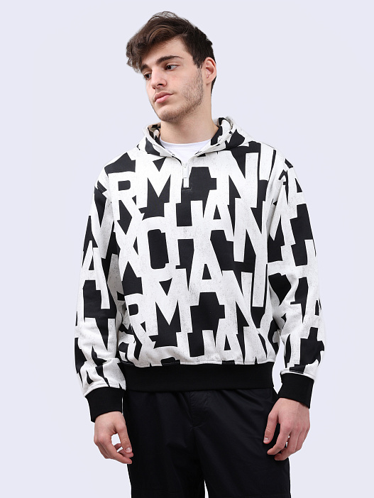Худи Armani Exchange 6DZMLB ZJ4XZ 52AN хлопковое мужское с принтом — купить в интернет-магазине Verdistore