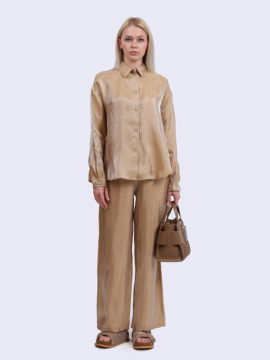 Брюки Armani Exchange XW000569 AF12055 F1018 бежевые женские с логотипом — купить в интернет-магазине Verdistore