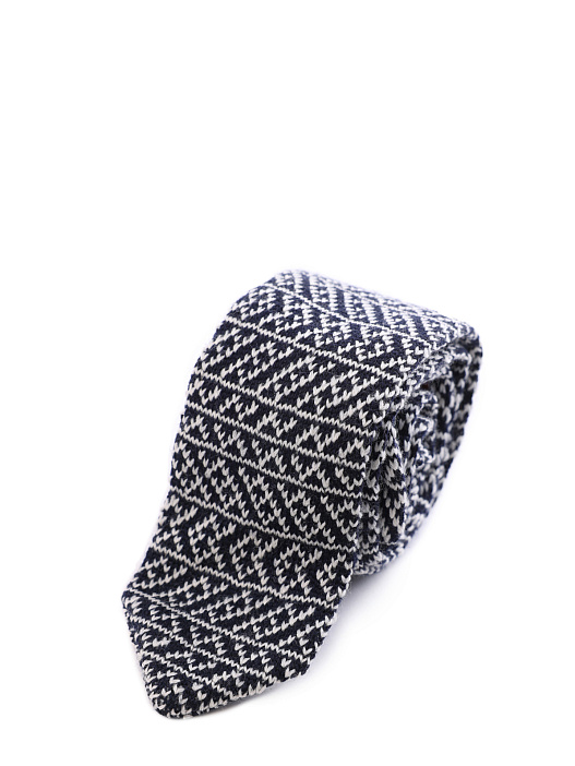 Галстук из мягкой ткани черно-белого цвета — купить в интернет-магазине Verdistore