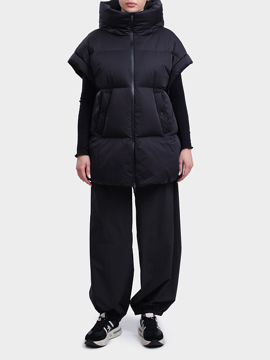 Жилет PI00320DL 12542 9300 черный женский с капюшоном — купить в интернет-магазине Verdistore