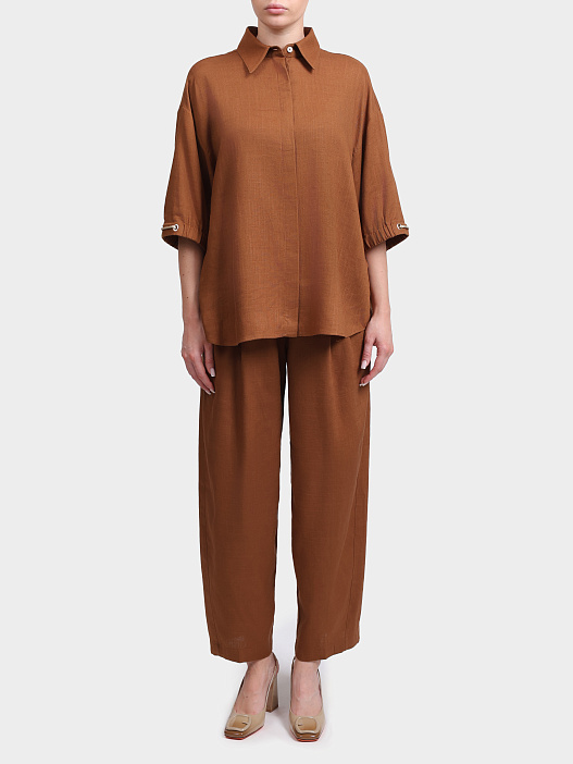 Брюки Herno PT000222D 12689 2240 терракотовые женские свободного кроя — купить в интернет-магазине Verdistore