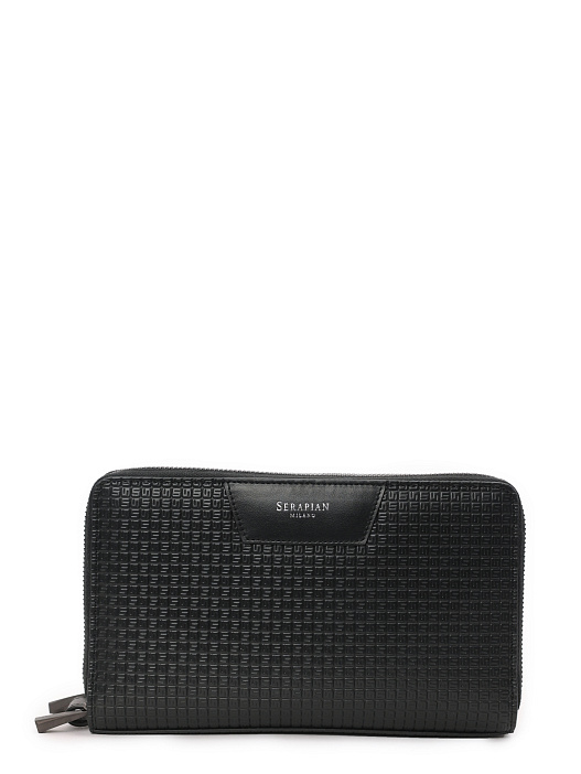 Портмоне черное кожаное с карманами — купить в интернет-магазине Verdistore