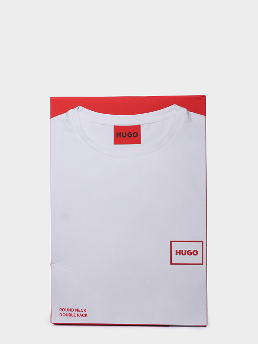 Комплект футболок 2 пары HUGO RED Dugopak 10266462 01 50548566 001 черные мужские с патчем-логотипом — купить в интернет-магазине Verdistore