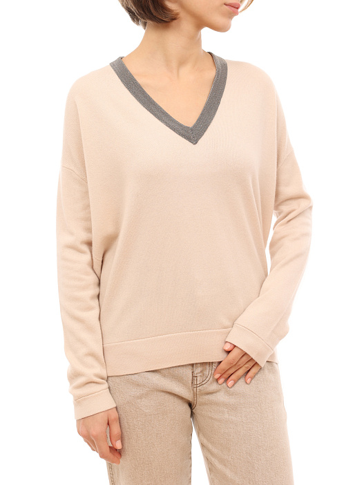 Пуловер Brunello Cucinelli M12154702 бежевый женский — купить в интернет-магазине Verdistore