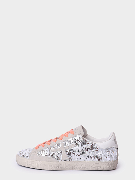 Кеды Premiata STEVEND VAR 7270 серые женские с пайетками — купить в интернет-магазине Verdistore