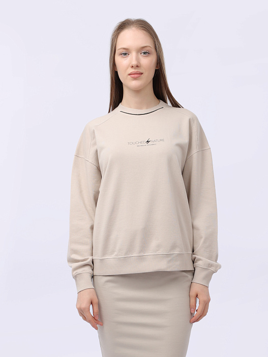 Свитшот Brunello Cucinelli MD869B1386 C9000 бежевый женский из хлопка — купить в интернет-магазине Verdistore