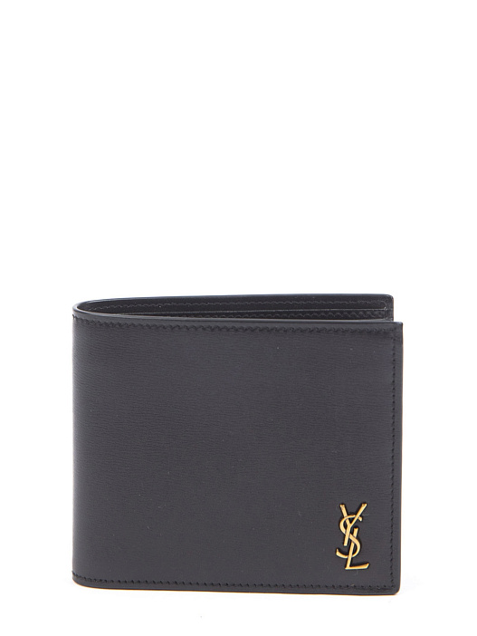 Кожаное портмоне с золотым логотипом и карманами — купить в интернет-магазине Verdistore