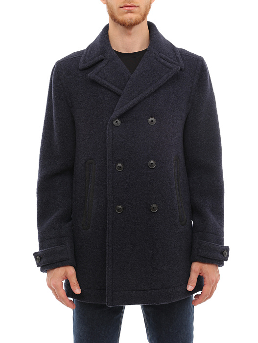 Пальто Boss 50476809 404 темно-синее мужское из шерсти — купить в интернет-магазине Verdistore