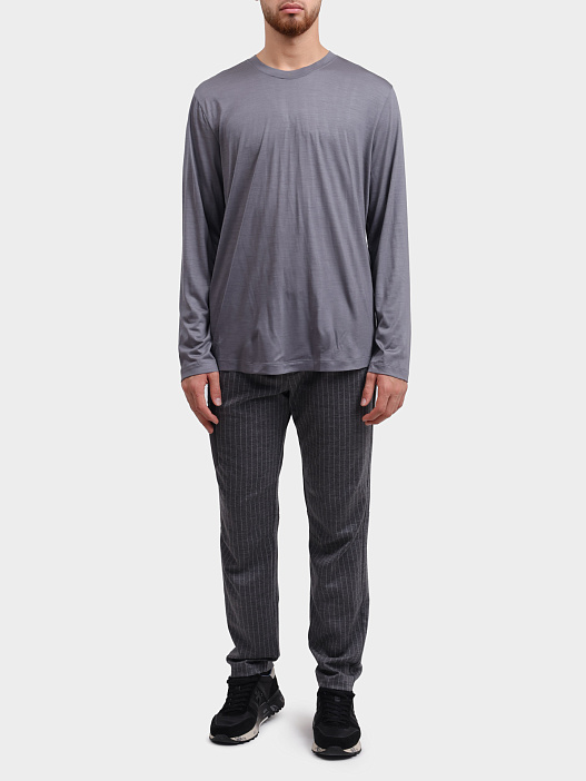 Лонгслив Sease LR040TJ014 N55 серый мужской из шерсти — купить в интернет-магазине Verdistore