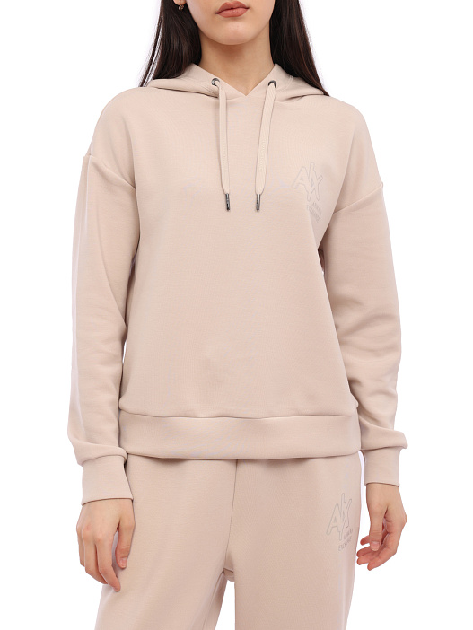 Толстовка Armani Exchange 3RYM82 YJDDZ 1775 бежевая женская с логотипом — купить в интернет-магазине Verdistore