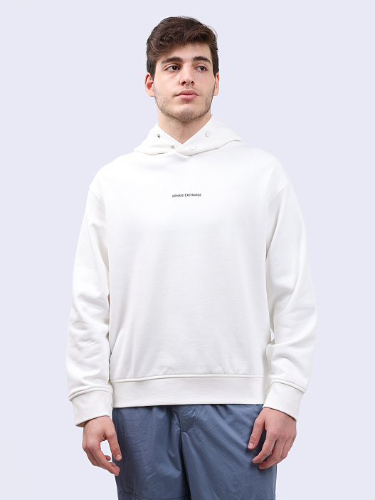 Худи Armani Exchange 6DZMLJ ZJ4XZ 1116 белое мужское из хлопка — купить в интернет-магазине Verdistore