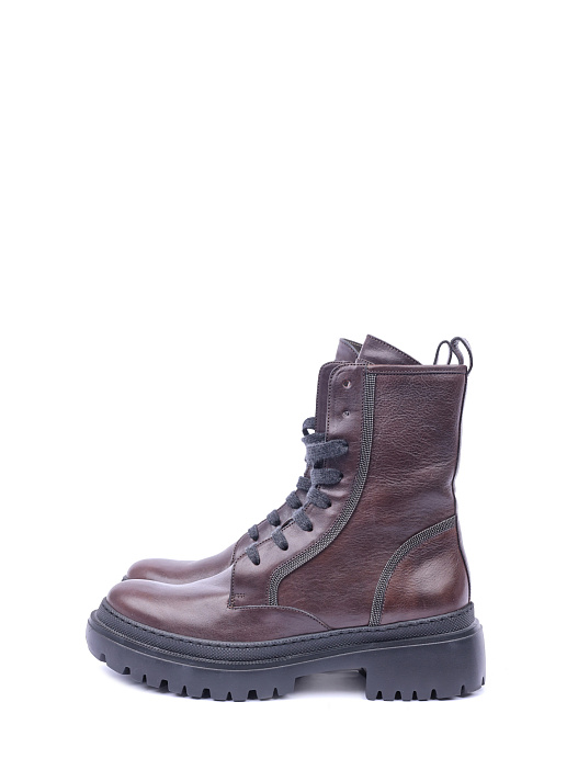 Ботинки Brunello Cucinelli MZSLG1914 C6643 коричневые женские на шнуровке — купить в интернет-магазине Verdistore