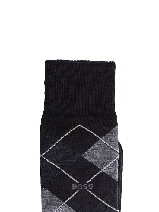 Носки Boss 50524345 001 черные мужские с клеткой-аргайл — купить в интернет-магазине Verdistore