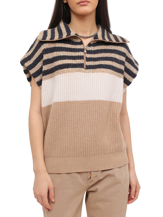 Жилет Brunello Cucinelli M1650B1181 CHK24 комбинированный женский на молнии — купить в интернет-магазине Verdistore