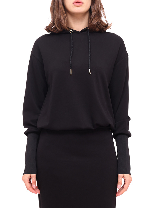 Платье Armani Exchange 6KYAAB YJ7RZ 1200 черное женское с капюшоном — купить в интернет-магазине Verdistore