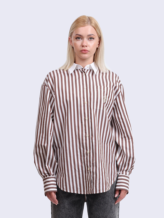 Рубашка Brunello Cucinelli MH757RF226 хлопковая женская в полоску — купить в интернет-магазине Verdistore