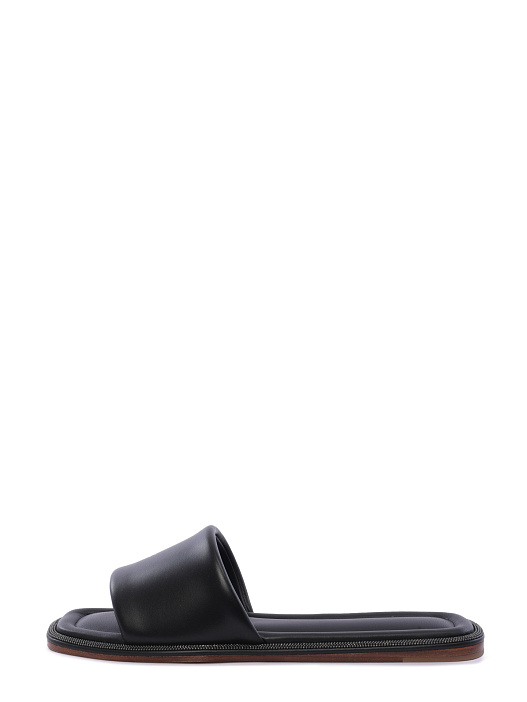 Шлепанцы Brunello Cucinelli MZCWCB1358 C101 черные женские из кожи — купить в интернет-магазине Verdistore