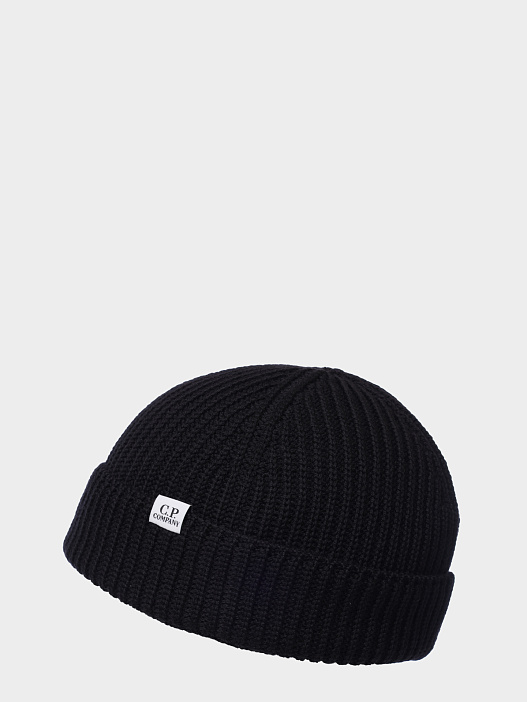 Шапка C.P. Company 19CMAC164A-005509A 999 черная мужская из шерсти — купить в интернет-магазине Verdistore