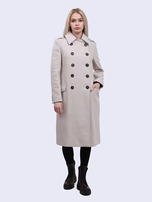 Пальто Brunello Cucinelli MB5249410 C7481 молочное женское двубортное — купить в интернет-магазине Verdistore