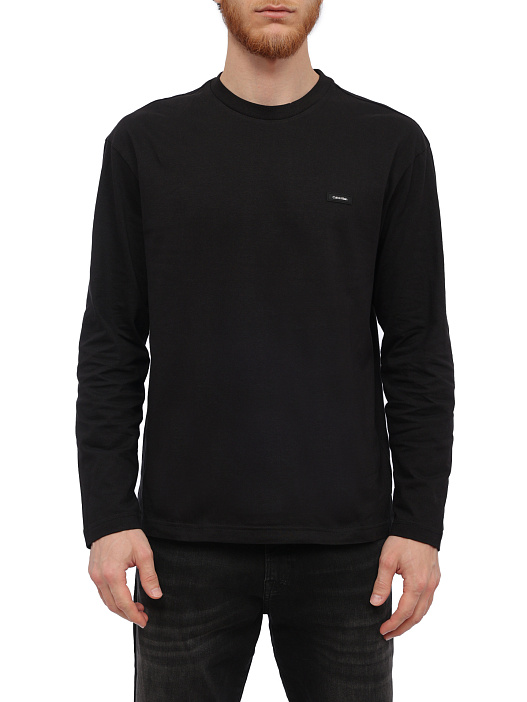 Лонгслив Calvin Klein K10K111847 черный мужской из хлопка — купить в интернет-магазине Verdistore