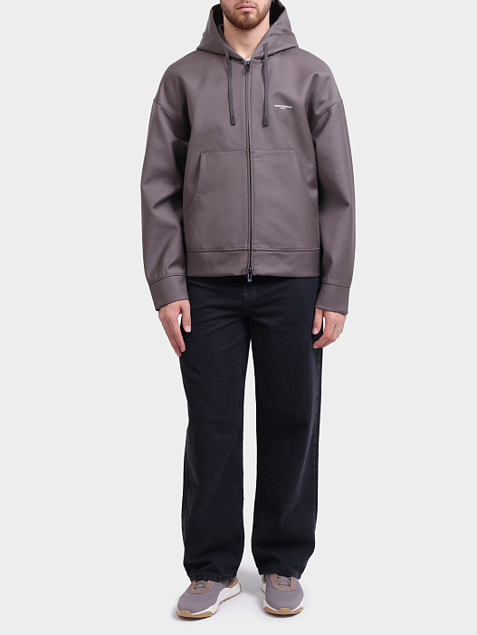 Мастерка Emporio Armani EM002879 AF18314 серая на молнии мужская  — купить в интернет-магазине Verdistore