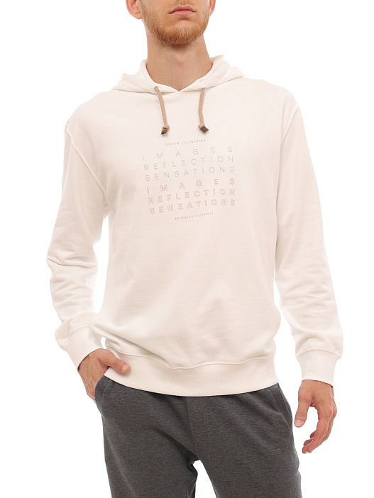 Худи Brunello Cucinelli MTU143409 CDQ37 белое мужское хлопковое — купить в интернет-магазине Verdistore