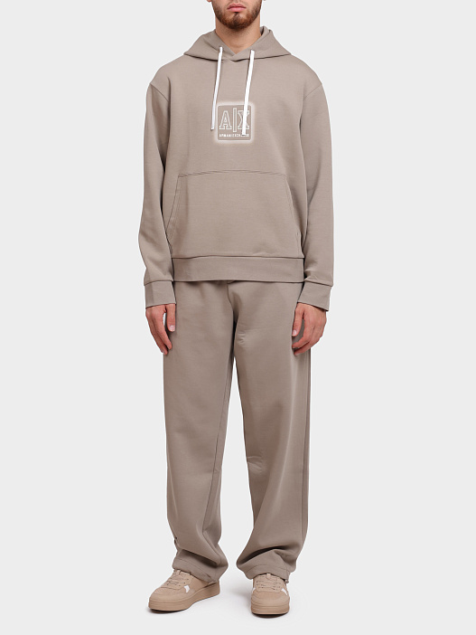Худи Armani Exchange XM000482 AF10818 U6167 бежевое мужское с логотипом — купить в интернет-магазине Verdistore